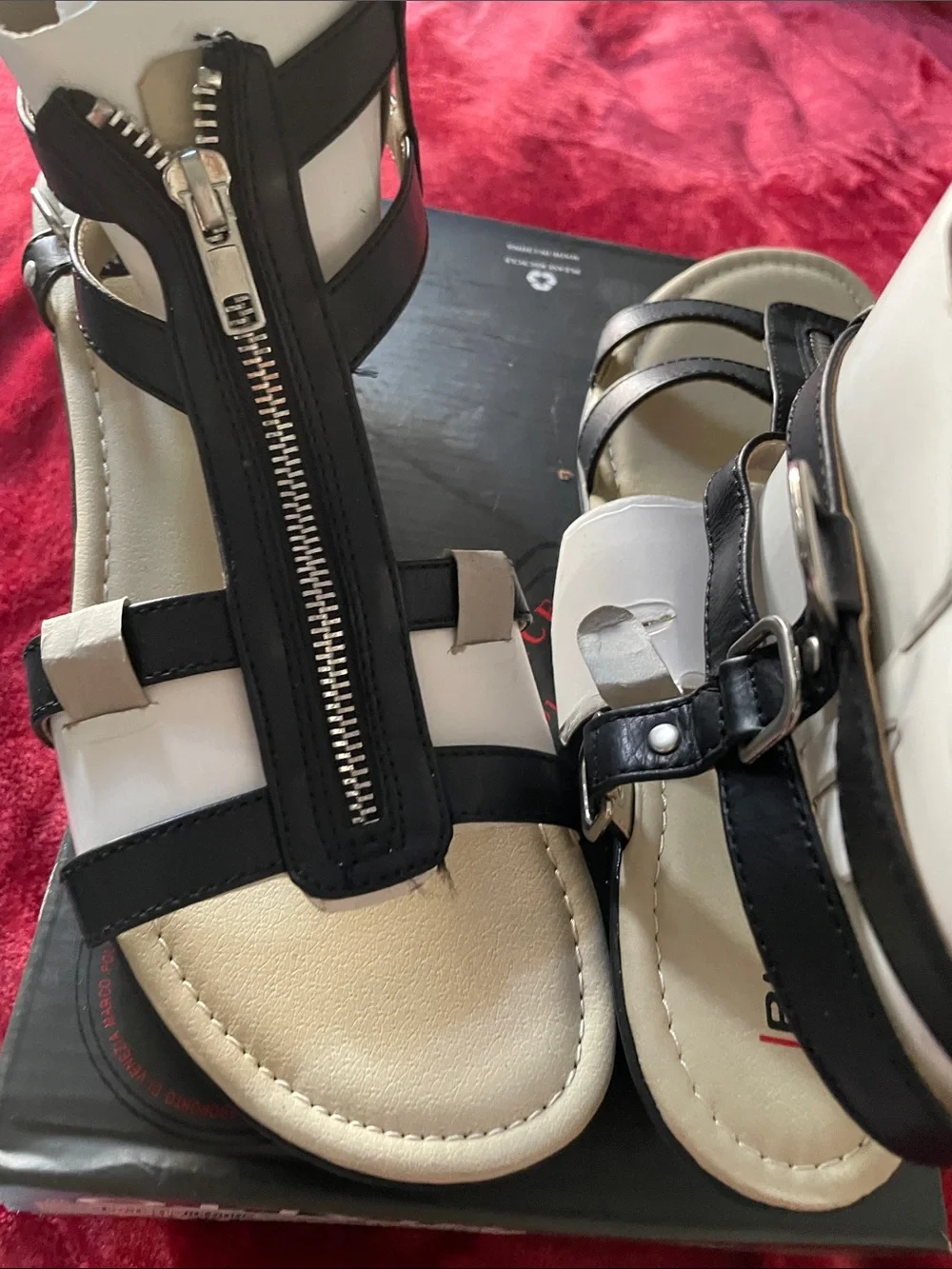 Rialto Black and White Zip-Strap women Sandals